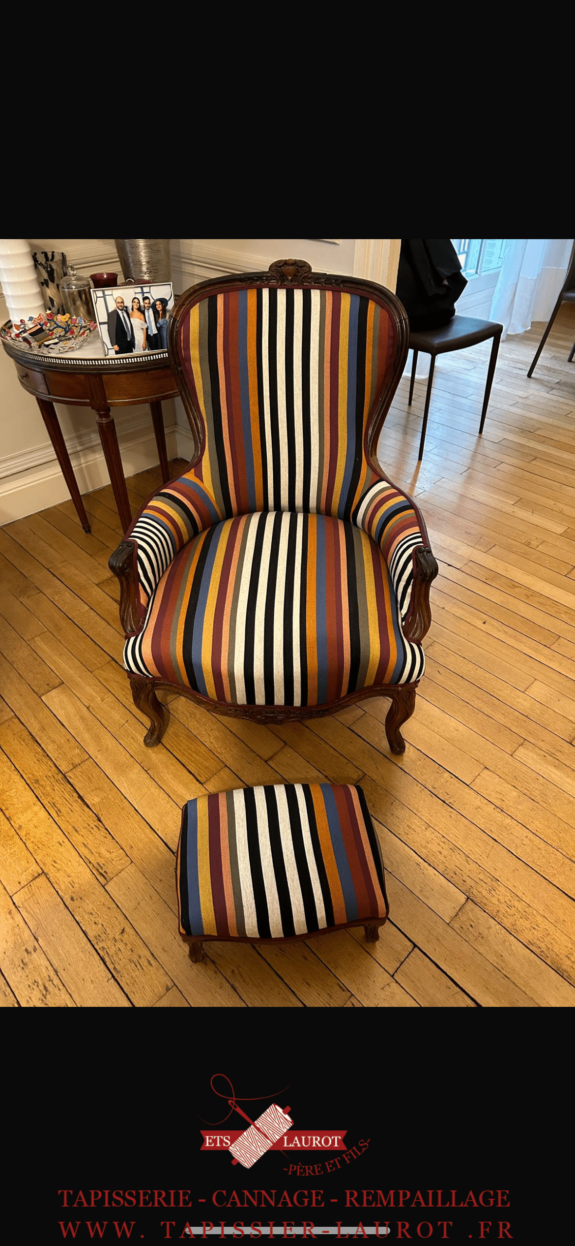 Restauration de fauteuil custon tissus à Luzarche 60