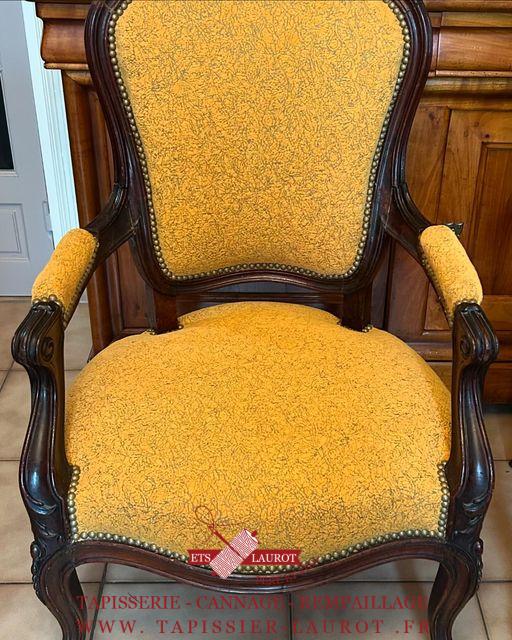 Réfection fauteuil tissus songe - 44 ocre Ville de Eaubonne 95600 Val-d'Oise
