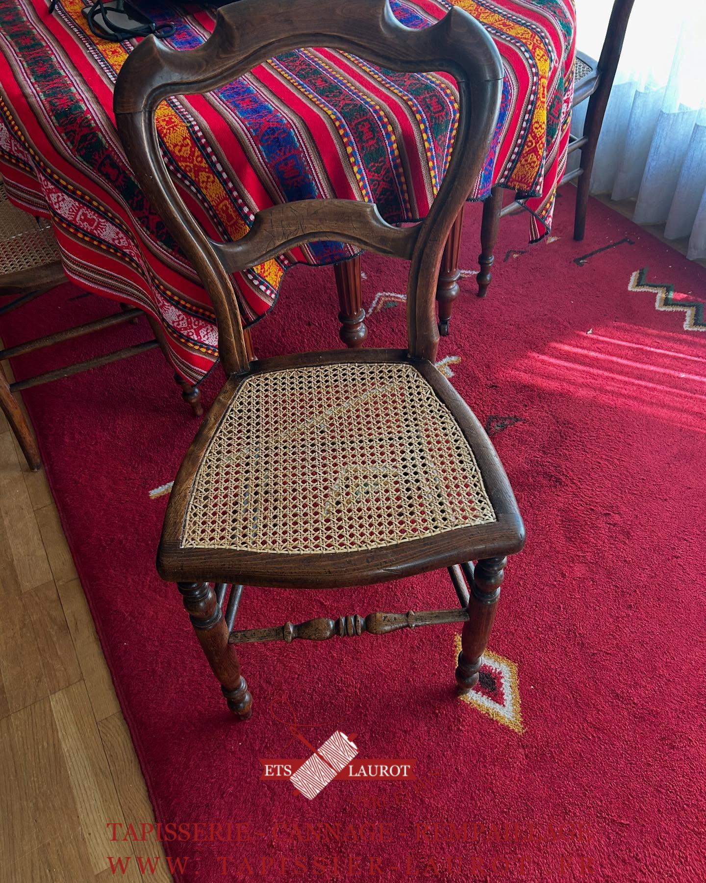 Réfection assise cannage 6 fils tradionelle avec teinte recollage structure bois saint germain en laye 78110 Yvelines